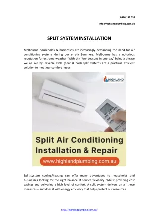 Split Air Conditioning Installation & Repair