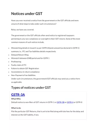 Notices Under GST