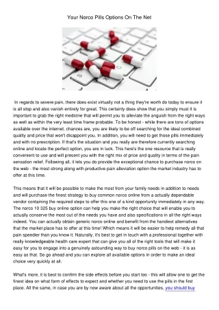 your norco pills options on the net