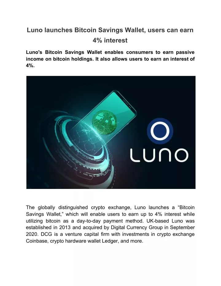luno launches bitcoin savings wallet users