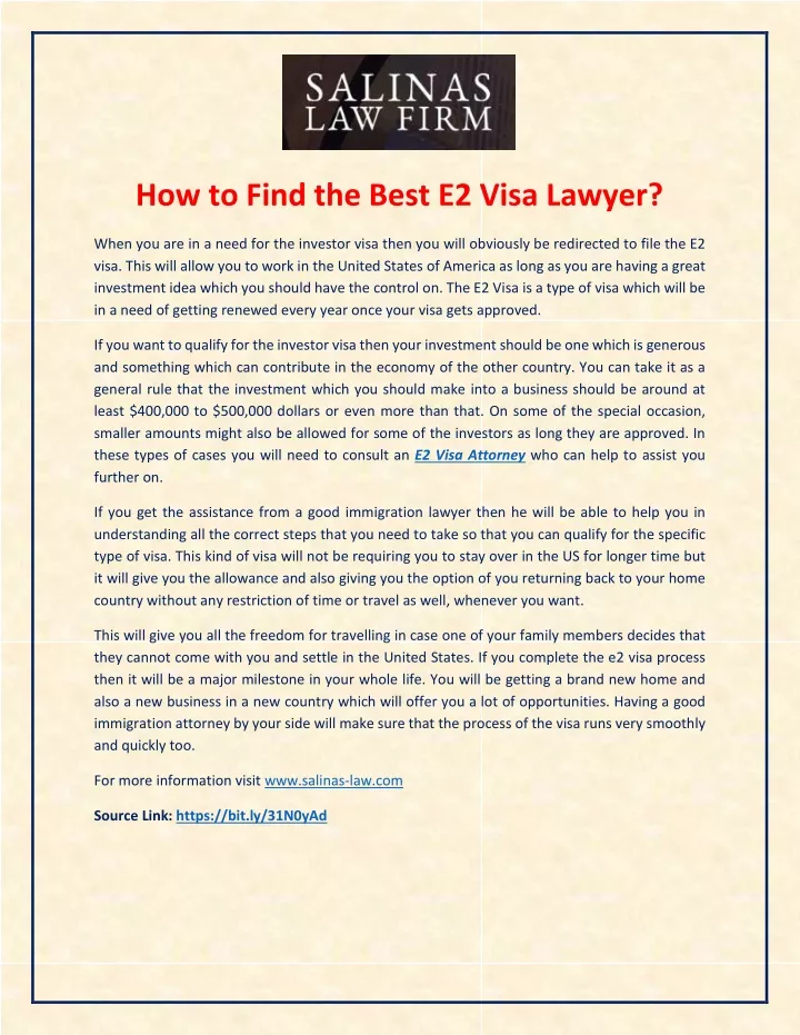 how to find the best e2 visa lawyer
