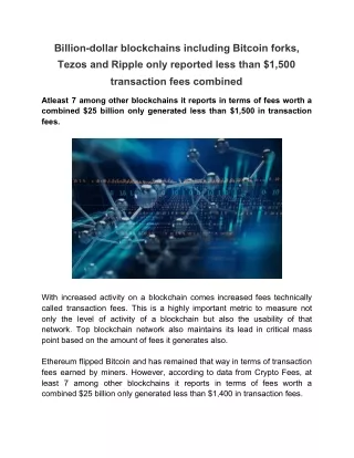 billion dollar blockchains including bitcoin