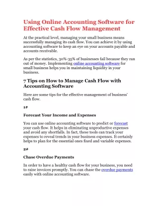 Using Online Accounting Software for Effective Cash Flow Management