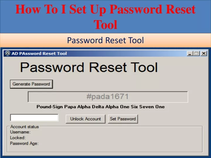 how to i set up password reset tool