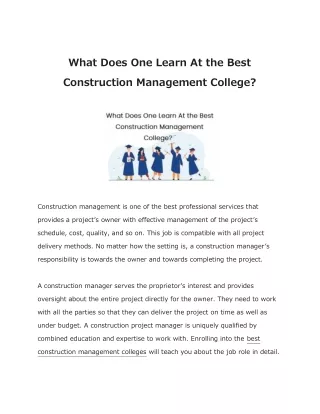 What Does One Learn At the Best Construction Management College