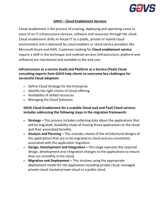 gavs cloud enablement services