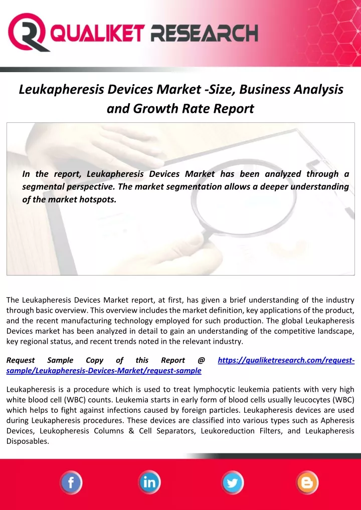 leukapheresis devices market size business