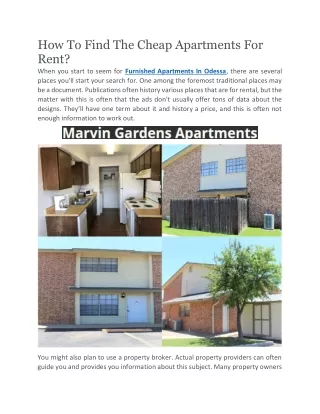 Cheap Apartments For Rent In Odessa | Marvin Gardens Apartments