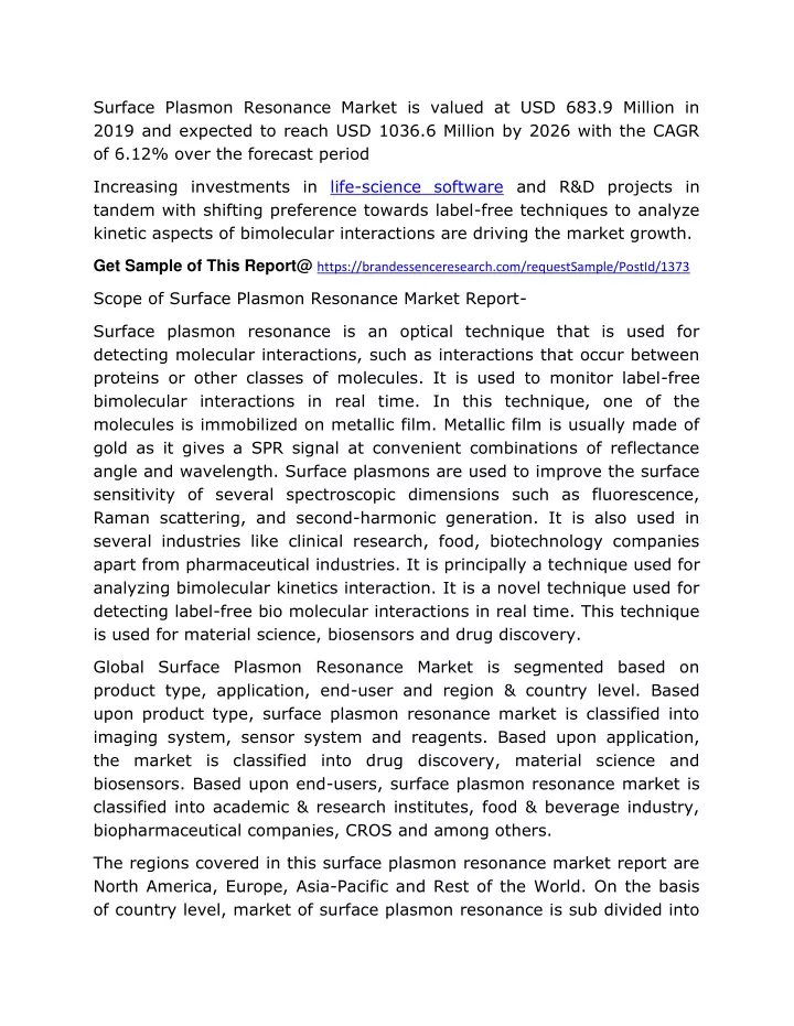 surface plasmon resonance market is valued