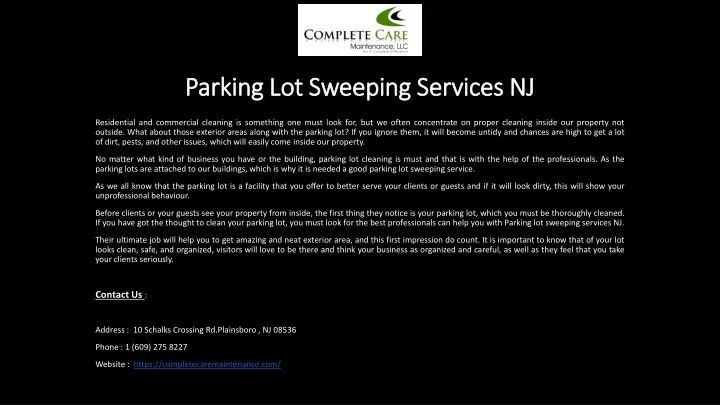 parking lot sweeping services nj