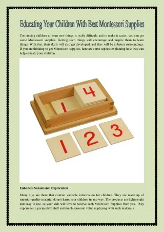 Educating Your Children With Best Montessori Supplies