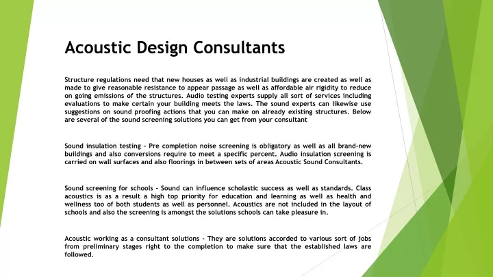 acoustic design consultants