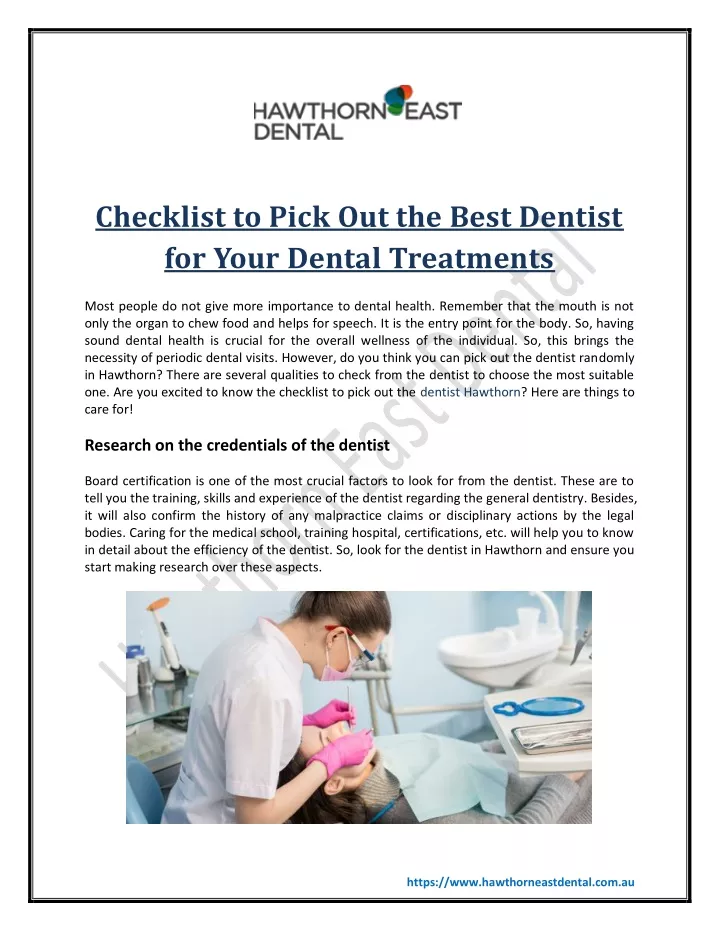 checklist to pick out the best dentist for your