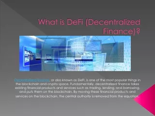 What is DeFi (Decentralized Finance)?