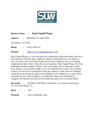 Stop Unpaid Wages