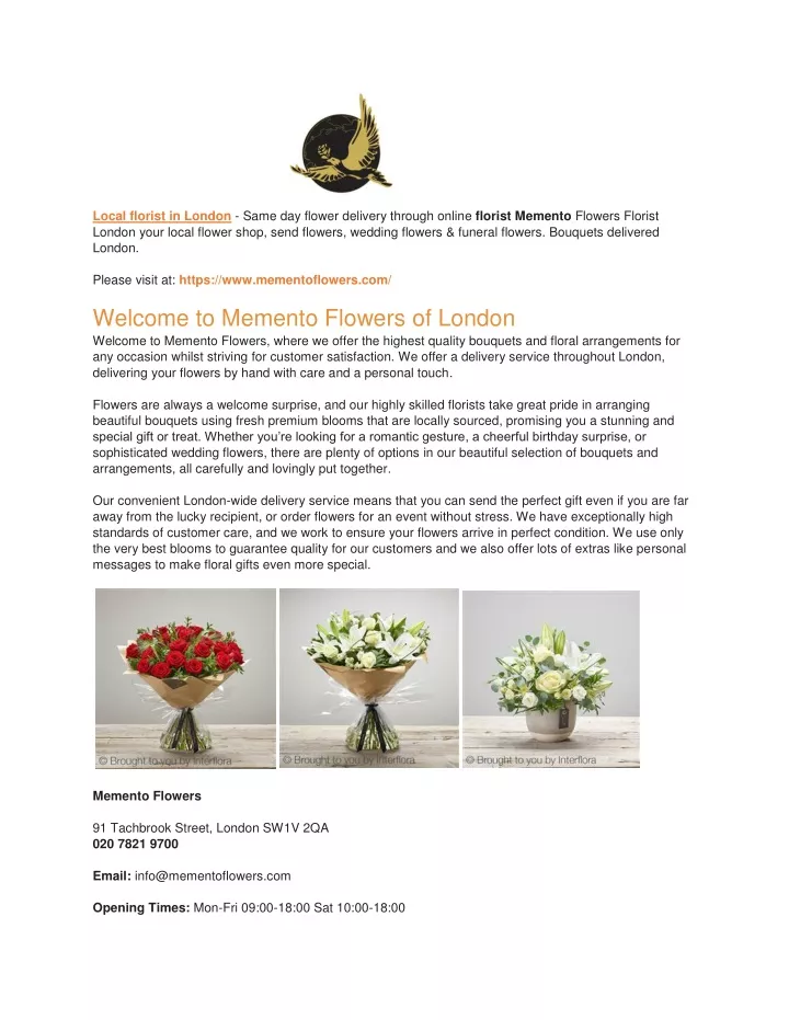 local florist in london same day flower delivery