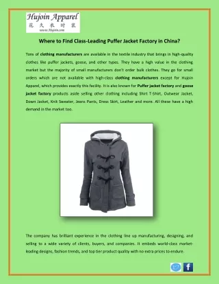 Where to Find Class-Leading Puffer Jacket Factory in China?