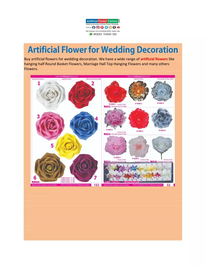 buy artificial flowers for wedding decoration