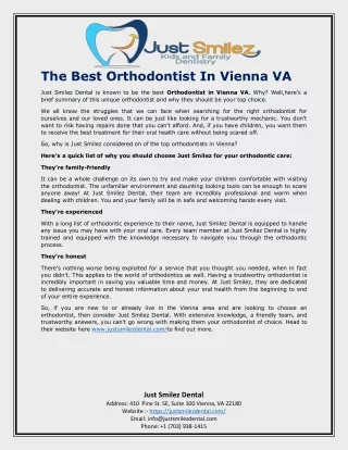 The Best Orthodontist In Vienna VA