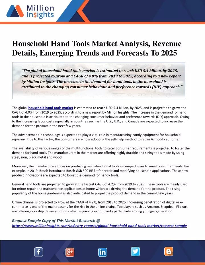household hand tools market analysis revenue
