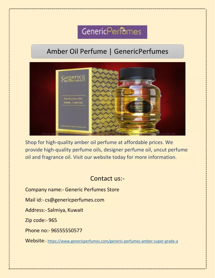 amber oil perfume genericperfumes