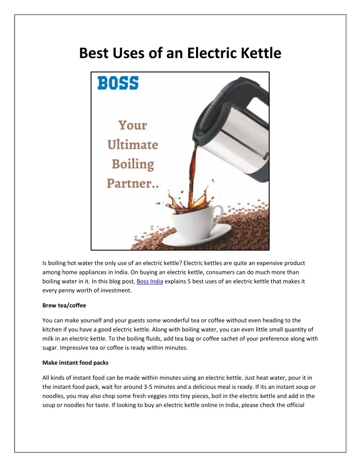 best uses of an electric kettle