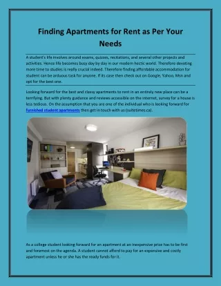 finding apartments for rent as per your needs