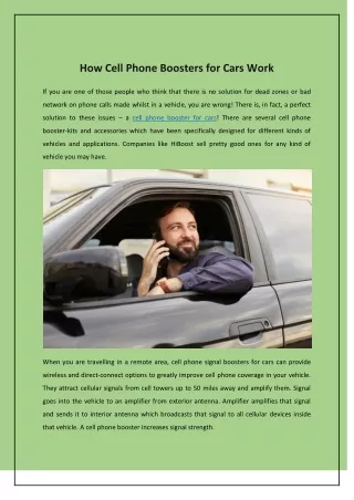 how cell phone boosters for cars work
