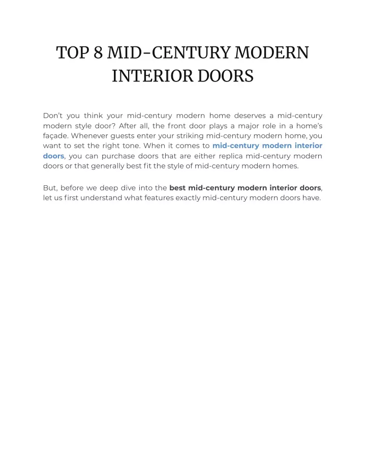 top 8 mid century modern interior doors