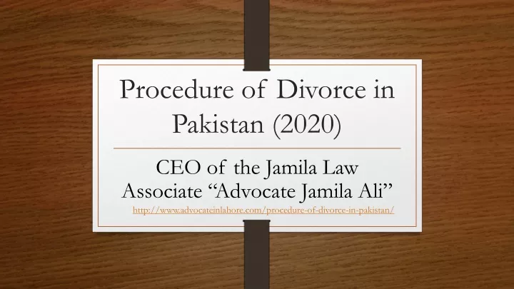 procedure of divorce in pakistan 2020