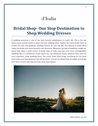 Bridal Shop-One Stop Destination to Shop Wedding Dresses