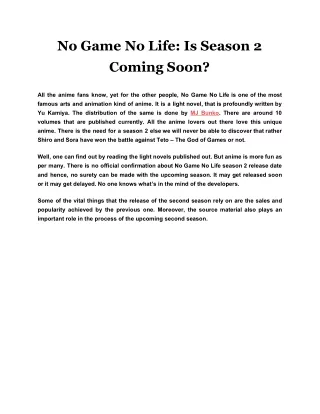 no game no life is season 2 coming soon