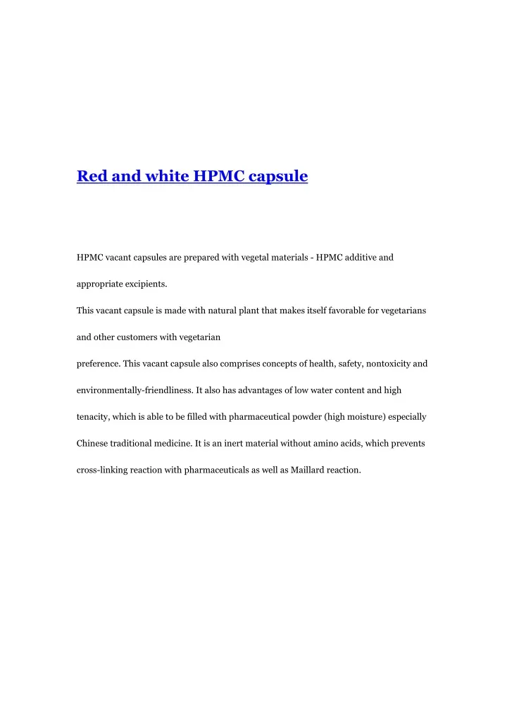 red and white hpmc capsule