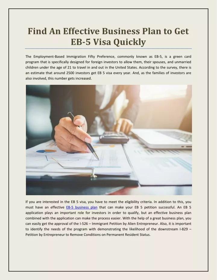 find an effective business plan to get eb 5 visa