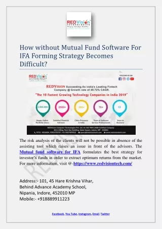 how without mutual fund software for ifa forming