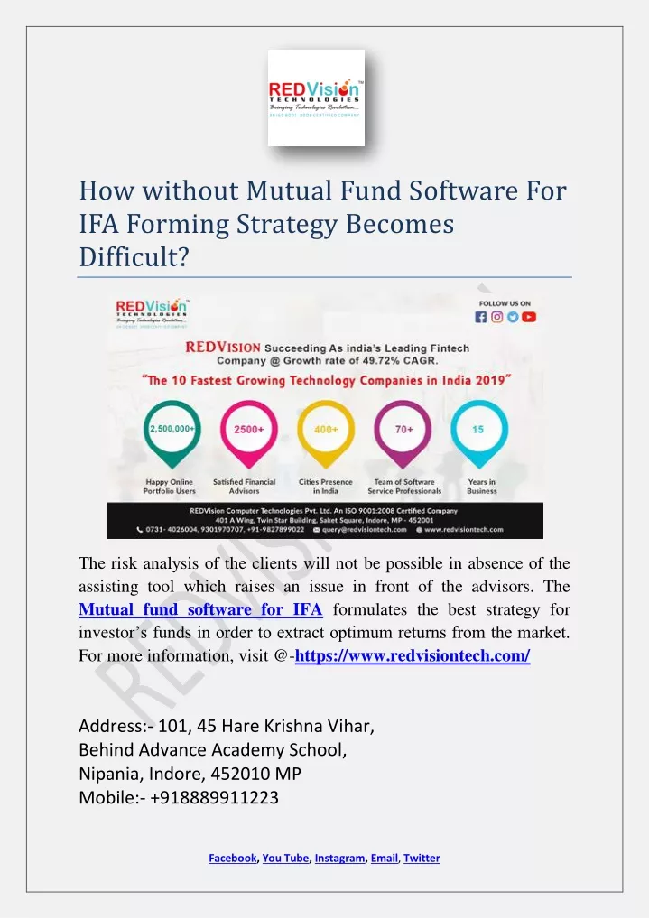 how without mutual fund software for ifa forming