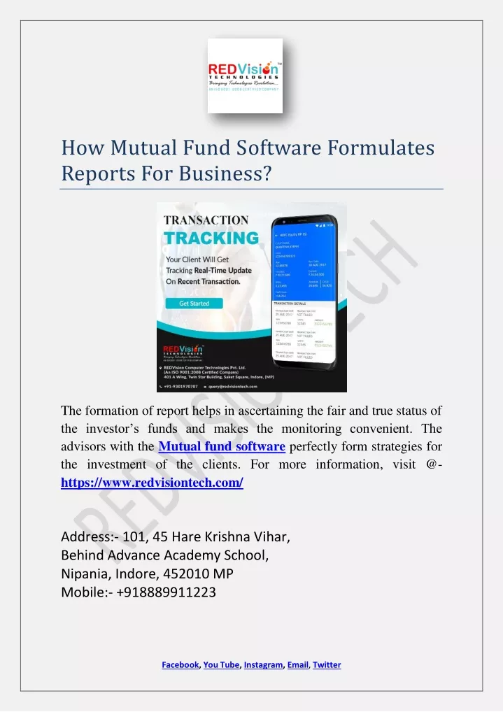 how mutual fund software formulates reports