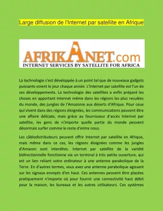 Large diffusion de l'Internet par satellite en Afrique