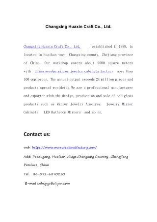 Changxing Huaxin Craft Co., Ltd.