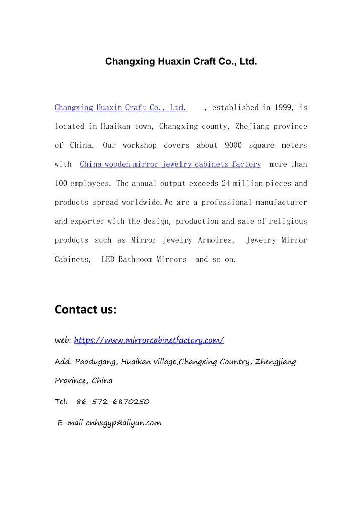 changxing huaxin craft co ltd