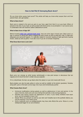 how to get rid of annoying back acne do you know