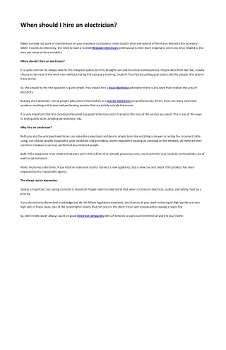 when should i hire an electrician