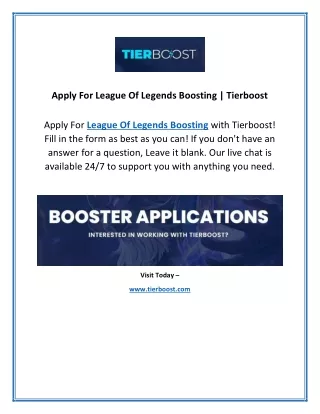 Apply For League Of Legends Boosting | Tierboost