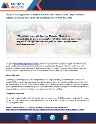 aircraft seating material market revenue drivers