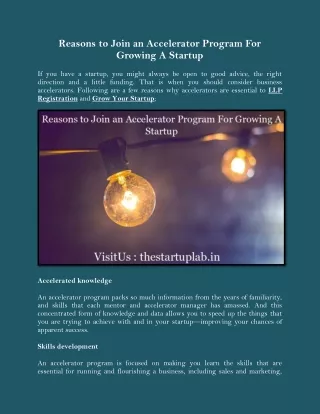 reasons to join an accelerator program