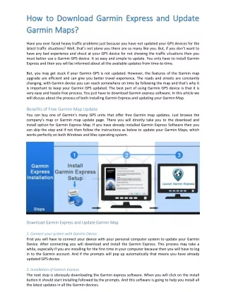 How to Download Garmin Express and Update Garmin Maps?