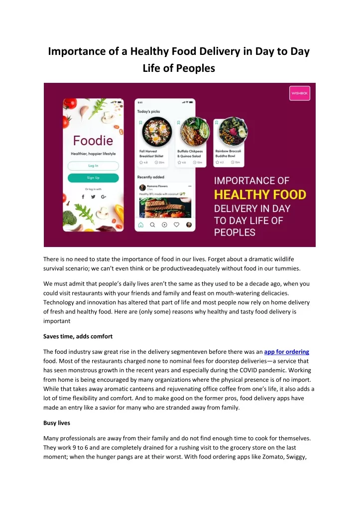 importance of a healthy food delivery