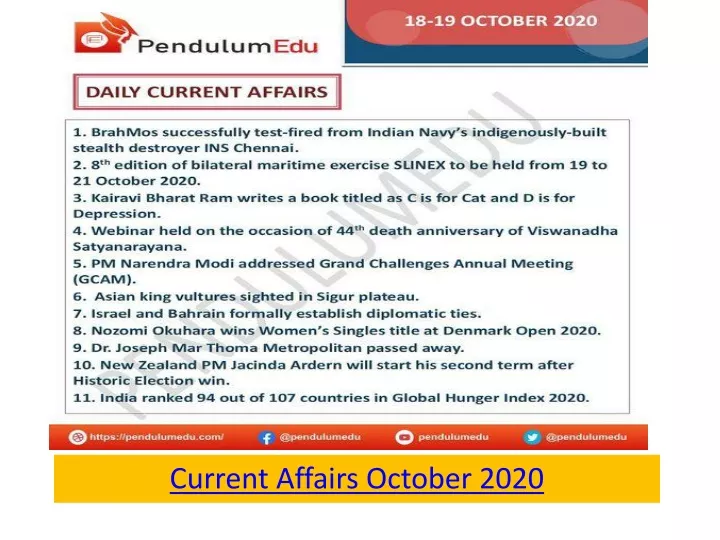 current affairs october 2020