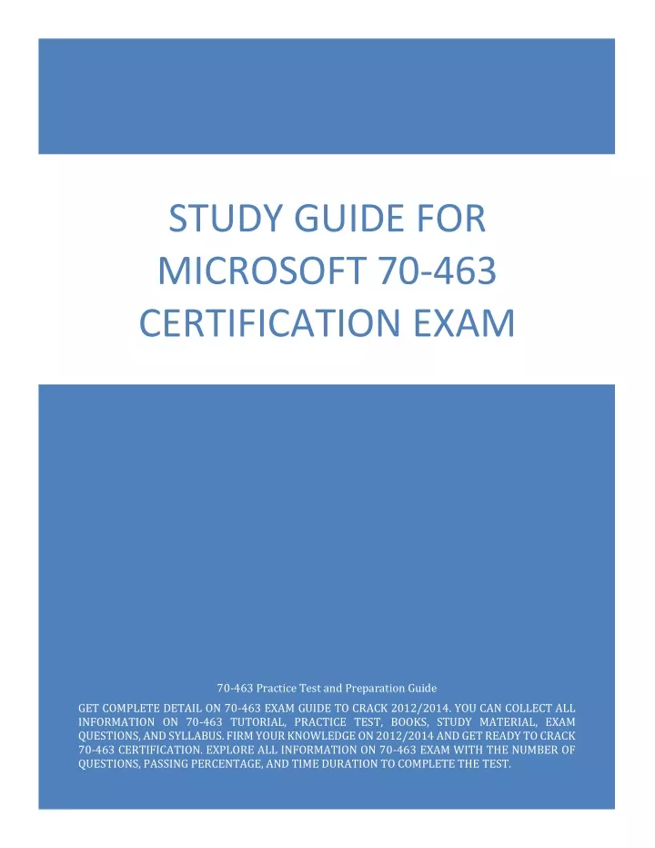 study guide for microsoft 70 463 certification