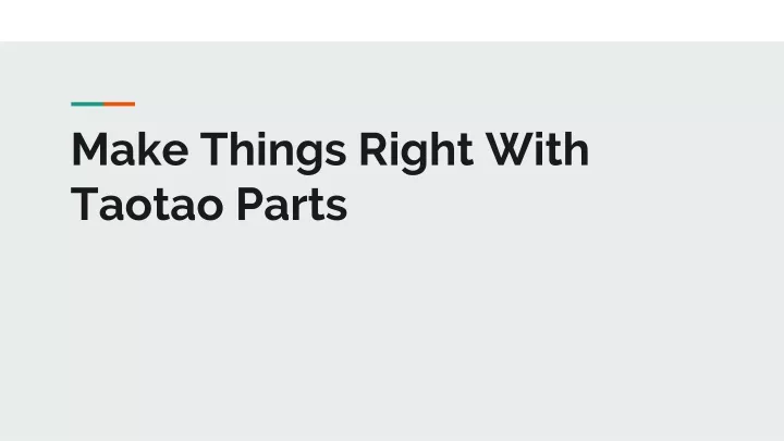 make things right with taotao parts